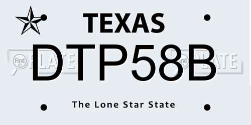 DTP58B Texas License Plate