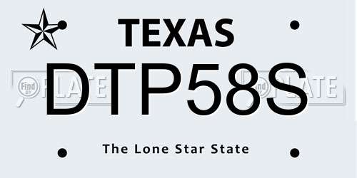 DTP58S Texas License Plate