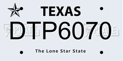 DTP6070 Texas License Plate