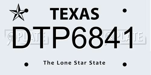 DTP6841 Texas License Plate