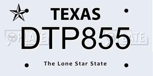 DTP855 Texas License Plate