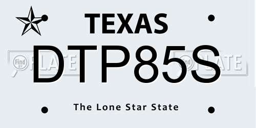 DTP85S Texas License Plate