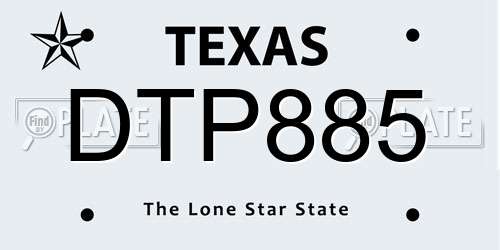 DTP885 Texas License Plate