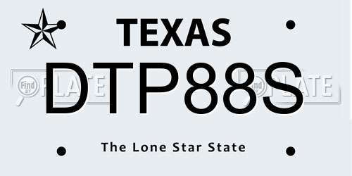DTP88S Texas License Plate