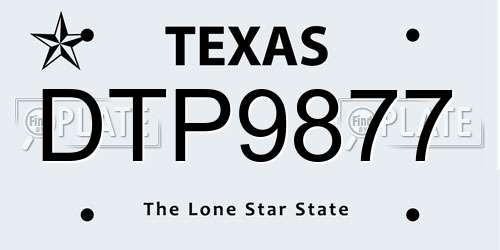 DTP9877 Texas License Plate