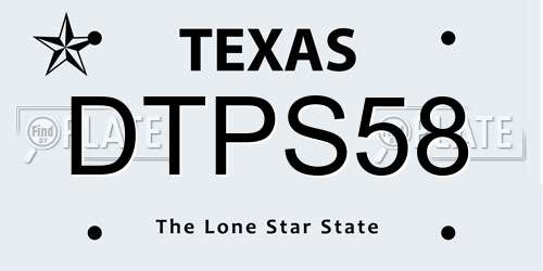 DTPS58 Texas License Plate