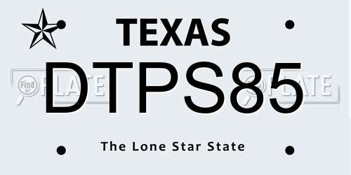 DTPS85 Texas License Plate