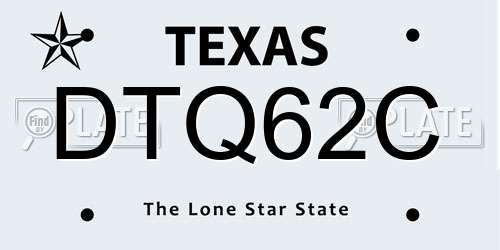DTQ62C Texas License Plate