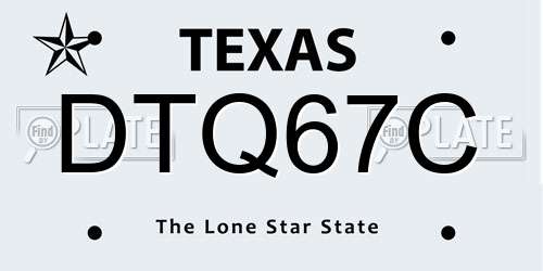 DTQ67C Texas License Plate