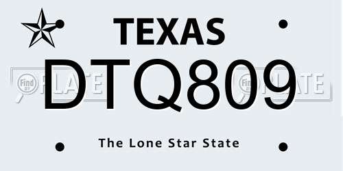 DTQ809 Texas License Plate