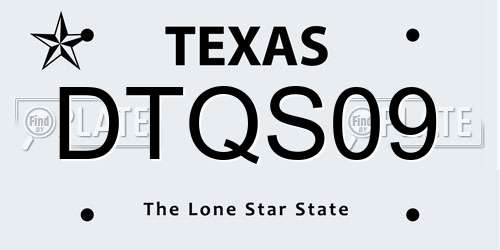 DTQS09 Texas License Plate