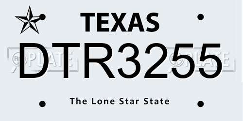 DTR3255 Texas License Plate
