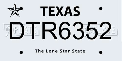 DTR6352 Texas License Plate