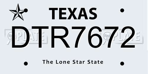 DTR7672 Texas License Plate