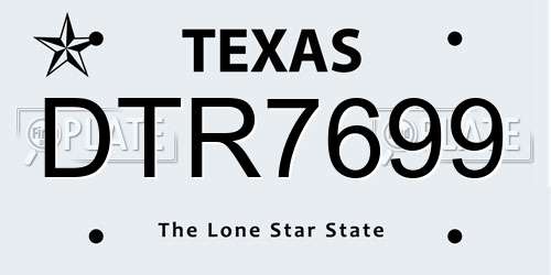 DTR7699 Texas License Plate