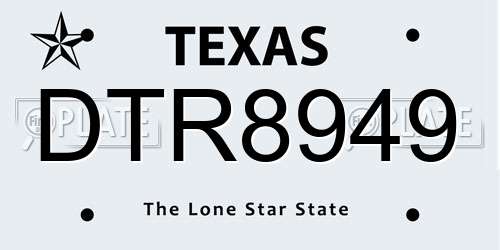 DTR8949 Texas License Plate