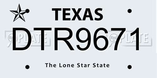 DTR9671 Texas License Plate