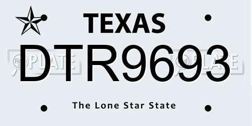 DTR9693 Texas License Plate