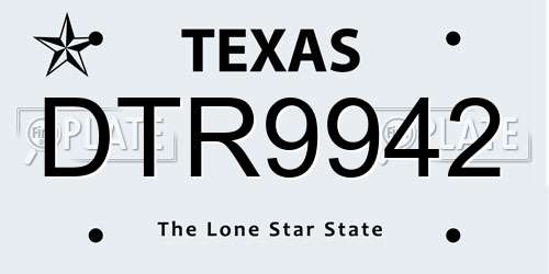 DTR9942 Texas License Plate