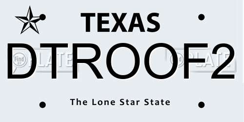 DTROOF2 Texas License Plate