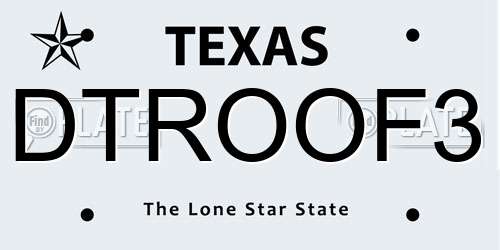 DTROOF3 Texas License Plate