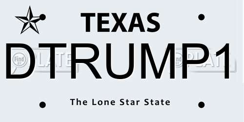 DTRUMP1 Texas License Plate