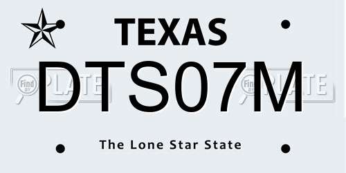 DTS07M Texas License Plate