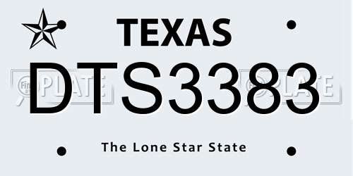 DTS3383 Texas License Plate