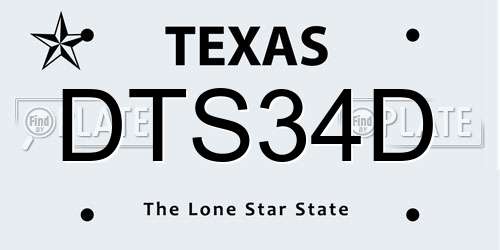 DTS34D Texas License Plate