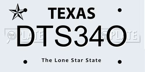 DTS34O Texas License Plate
