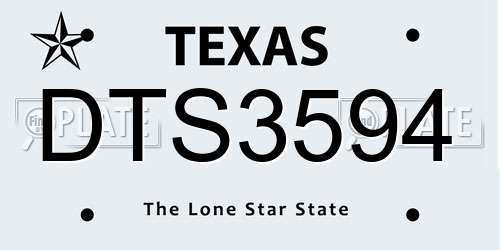 DTS3594 Texas License Plate