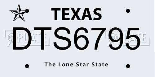 DTS6795 Texas License Plate