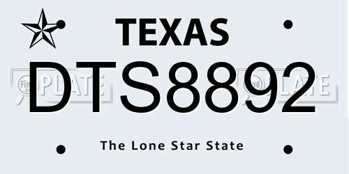 DTS8892 Texas License Plate