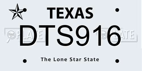 DTS916 Texas License Plate
