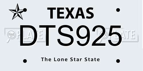 DTS925 Texas License Plate