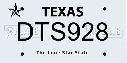 DTS928 Texas License Plate