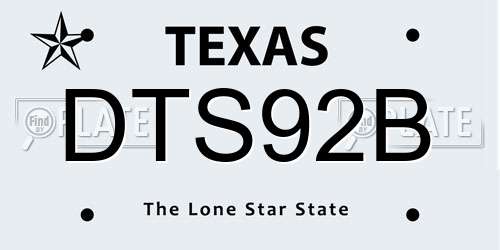 DTS92B Texas License Plate