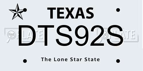 DTS92S Texas License Plate