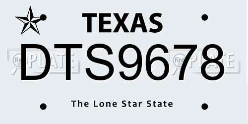 DTS9678 Texas License Plate