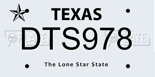 DTS978 Texas License Plate