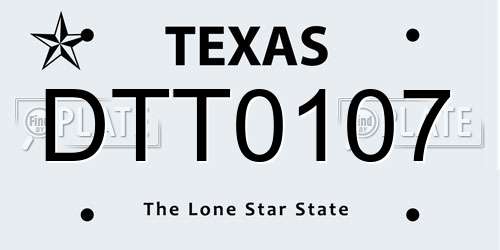 DTT0107 Texas License Plate