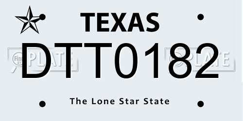 DTT0182 Texas License Plate