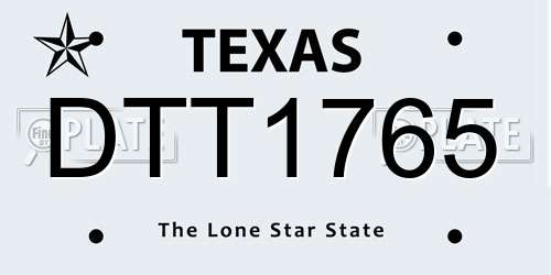 DTT1765 Texas License Plate
