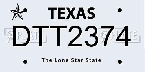 DTT2374 Texas License Plate