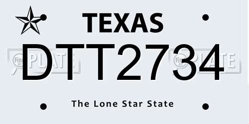 DTT2734 Texas License Plate