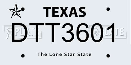 DTT3601 Texas License Plate