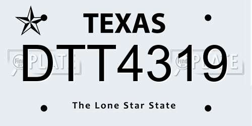 DTT4319 Texas License Plate
