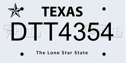 DTT4354 Texas License Plate