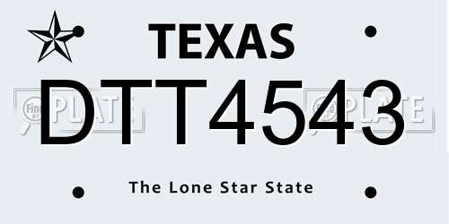 DTT4543 Texas License Plate