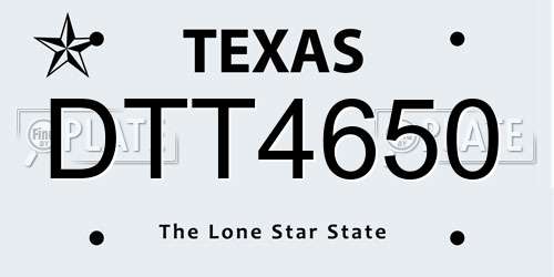 DTT4650 Texas License Plate